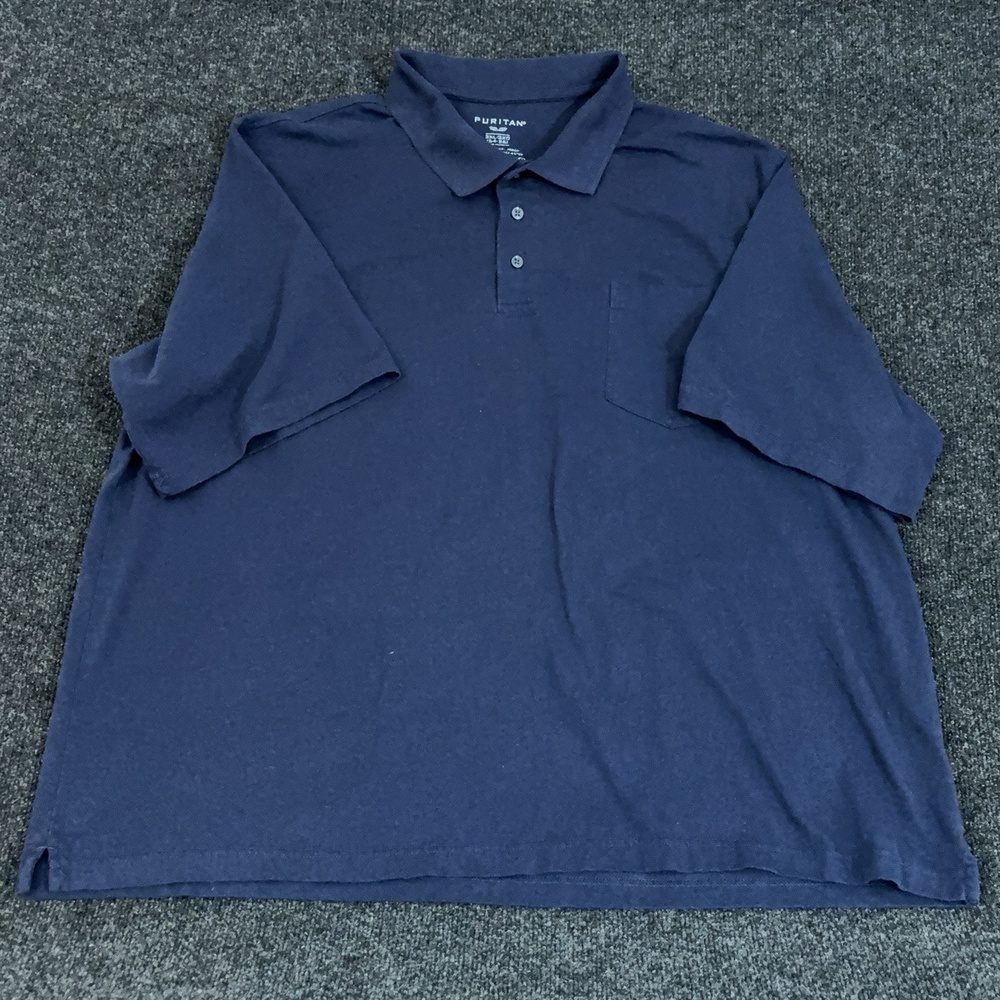 Puritan Polo Shirt Mens Big & Tall 3XL Blue Jersey Knit Pocket Short Sleeve